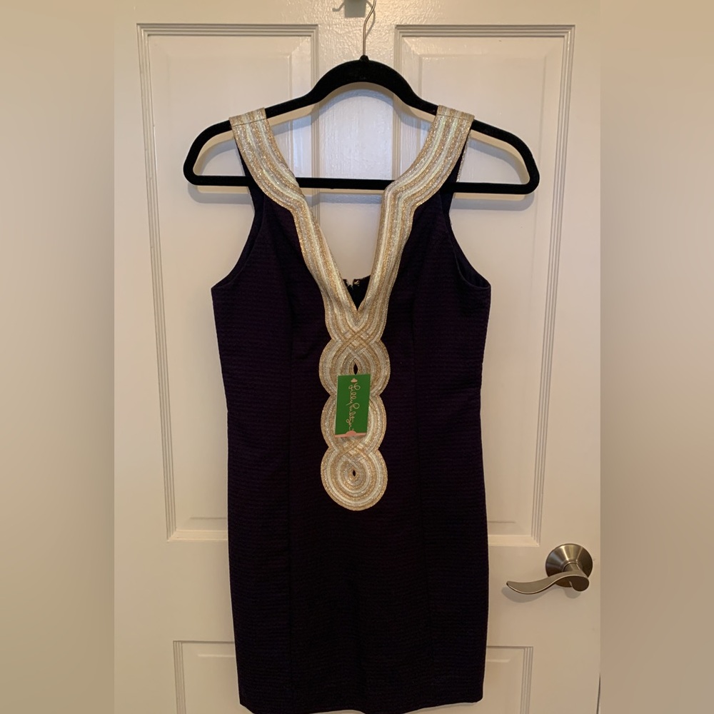 Navy blue, gold & silver, size 0, NWT. $100
